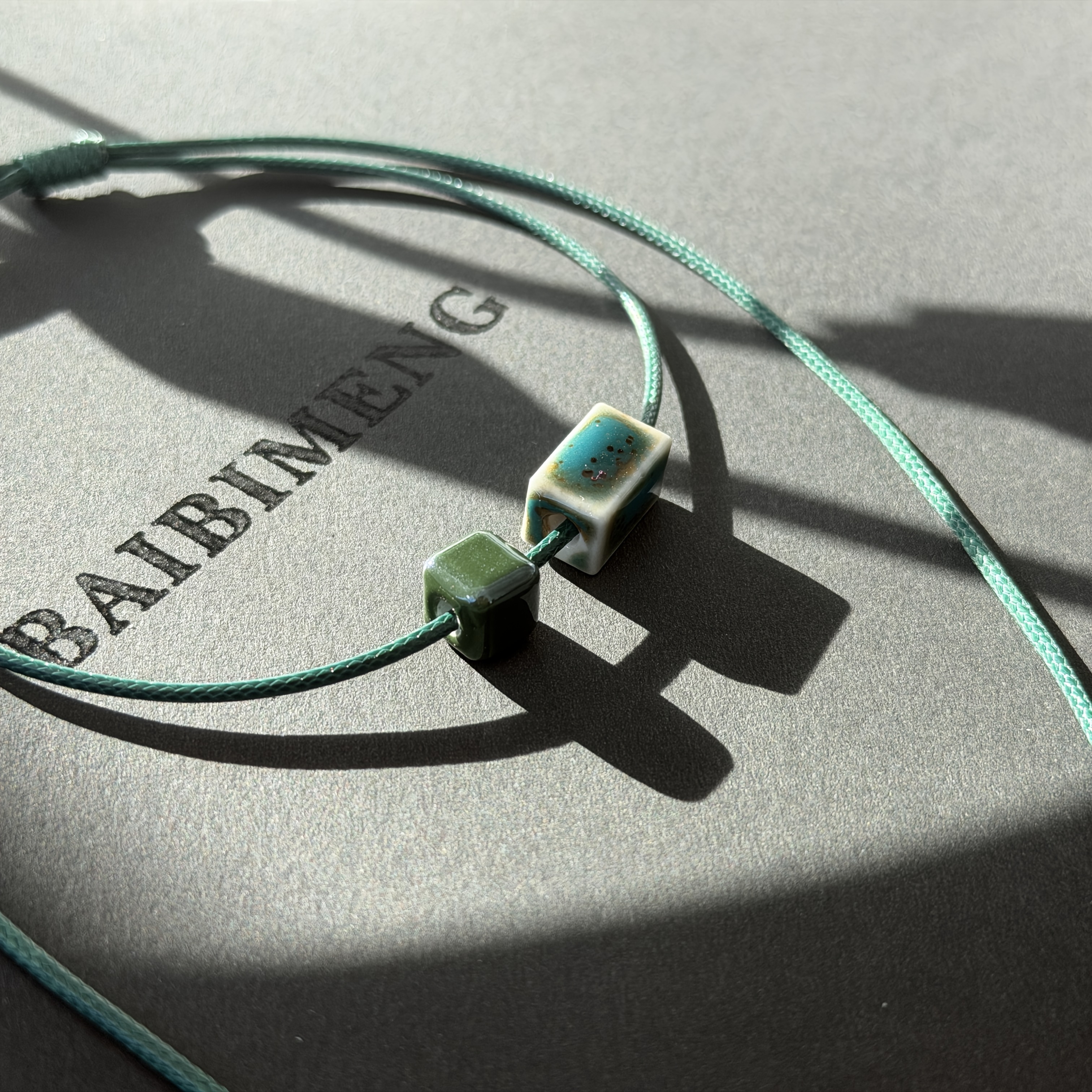 Women's Minimalist Ceramic Block Necklace, Adjustable